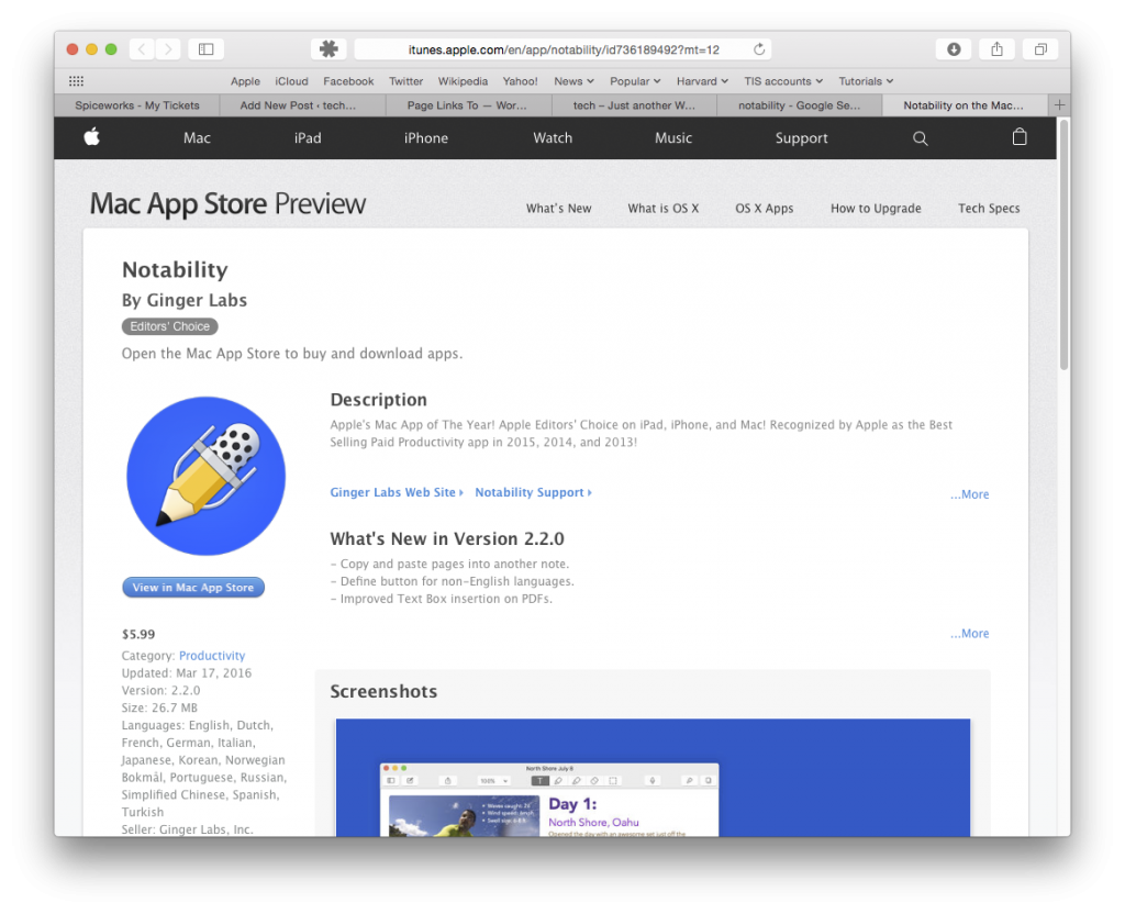 iPad App Screenshot for Notability